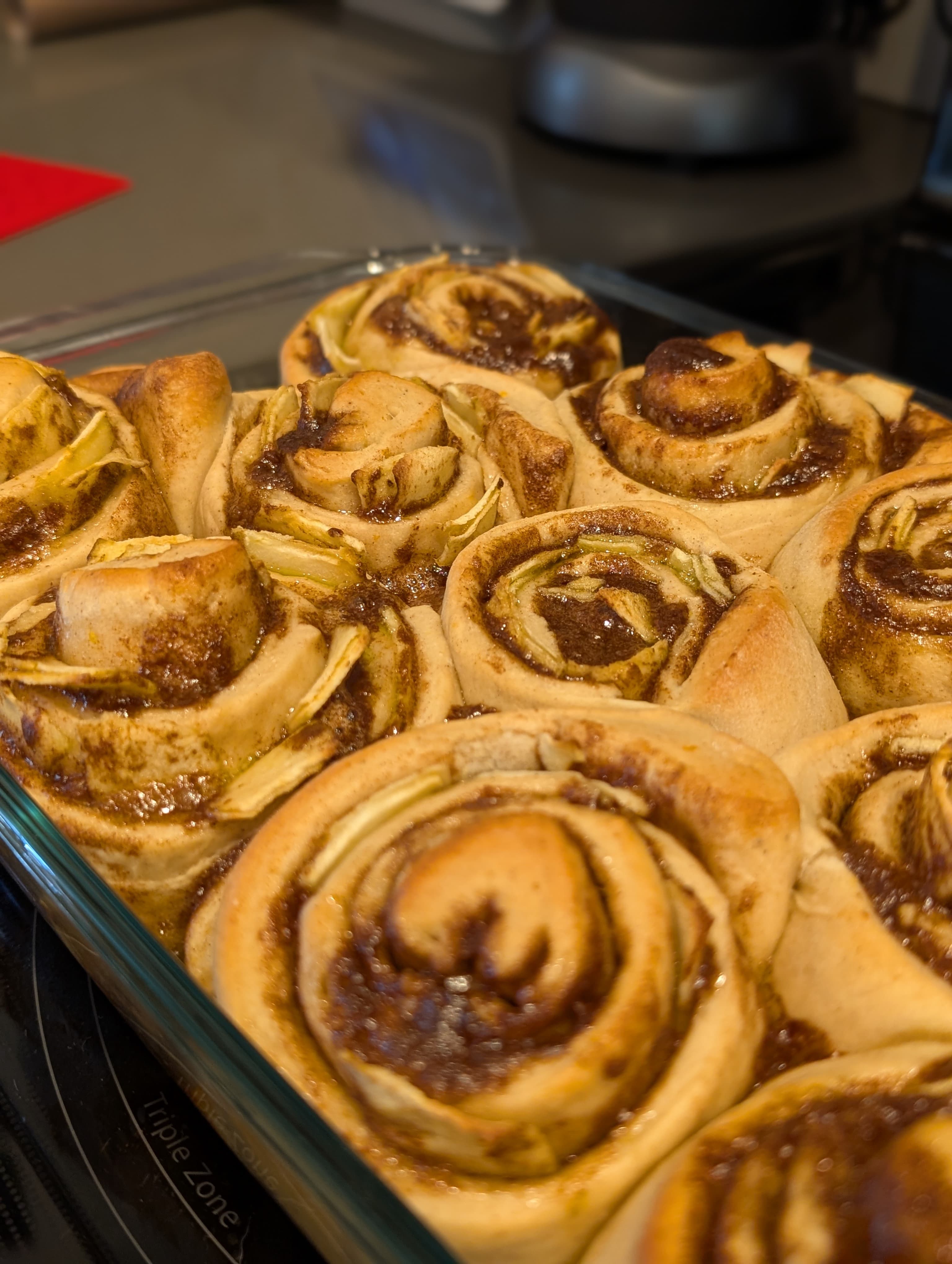 Tray of scratch-made cinnamon rolls